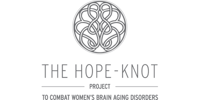 Support the Initiative. Wear a Hope-Knot. 100% of proceeds go to combating women's brain aging disorders.